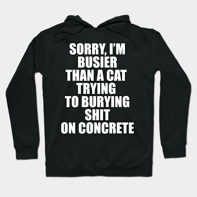 SORRY, I’M BUSIER THAN A CAT  TRYING  TO BURYING SHIT ON CONCRETE Hoodie by TheCosmicTradingPost